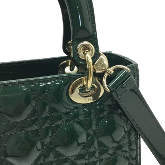 DIOR Lady Dior Medium Patent Leather Shoulder Bag Green - Picture 9 of 16
